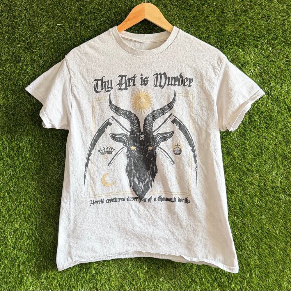 Thy Art is Murder T-Shirt Tee Band Merch Baphomet Suffering White Death Metal